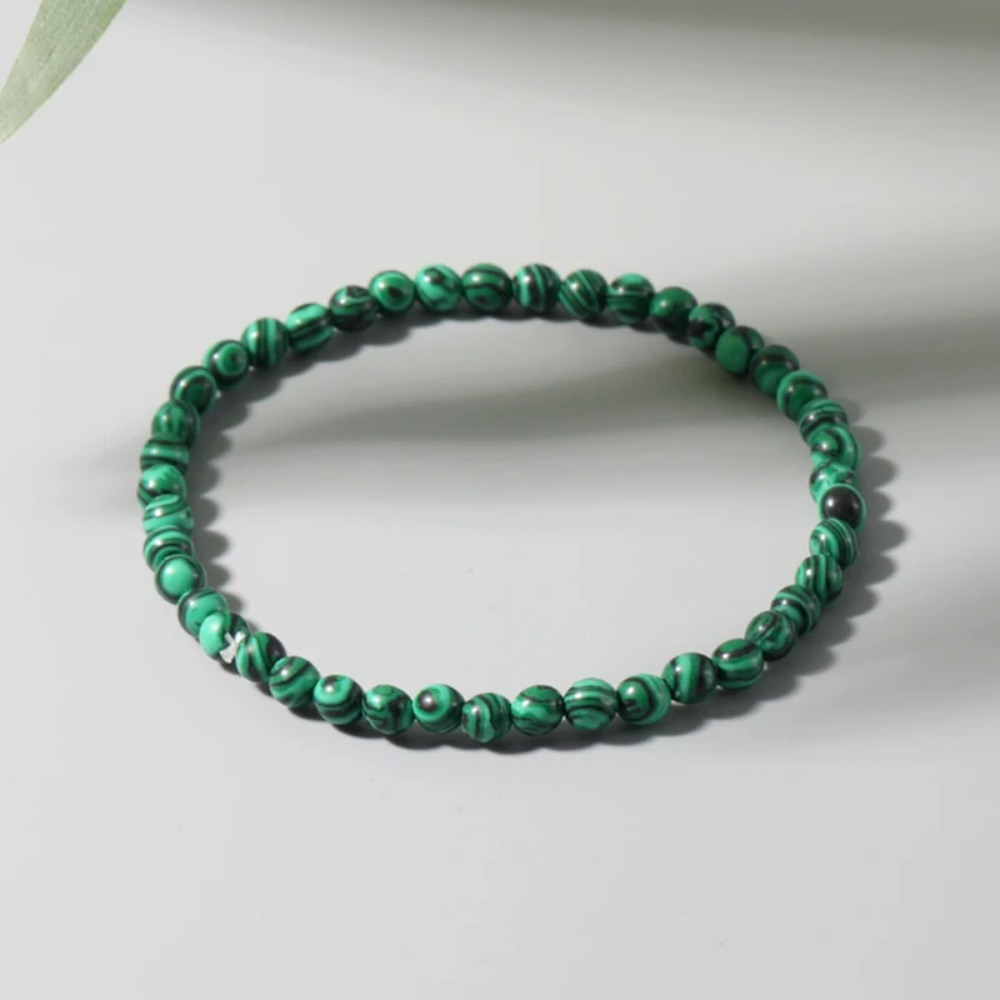 4mm Natural Green Malachite Bracelet